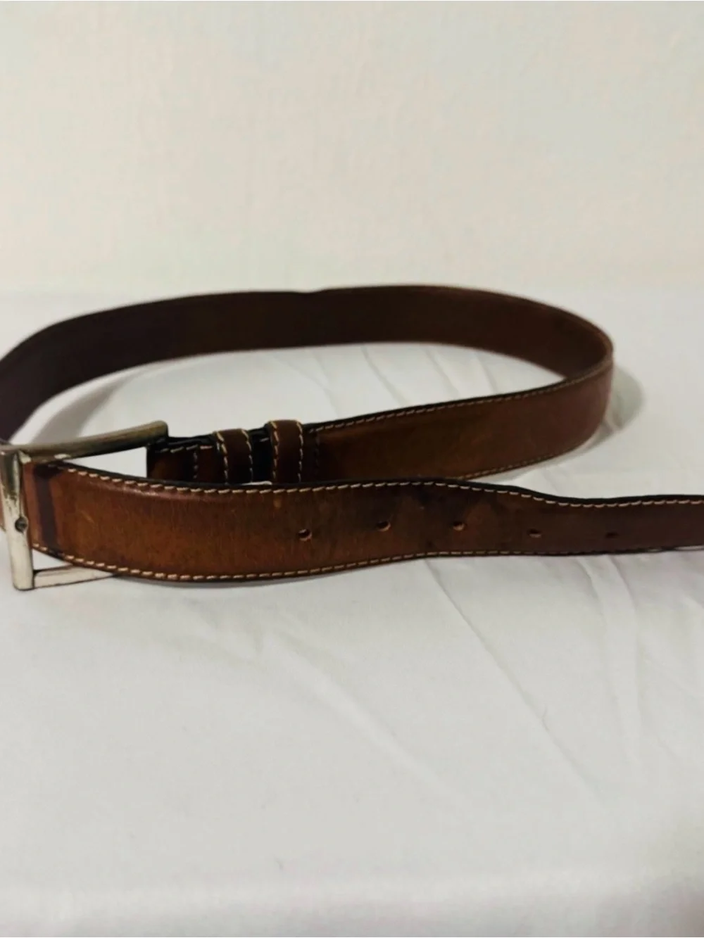 Allen Edmonds Cognac Leather Belt with Solid Brass Buckle USA 91/36 11704
